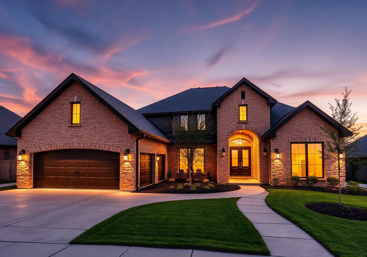 Spring TX homes for sale — modern luxury home at twilight